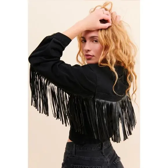 BLANKNYC for Anthropologie Battle Ship Fringe Jacket. Size 1X - Picture 2 of 10